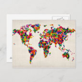 Carte des Coeurs d'Amour de la Carte du Monde (Devant / Derrière)