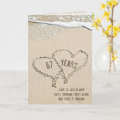 Carte des Coeurs de plage du 67e anniversaire (Fleur jaune)