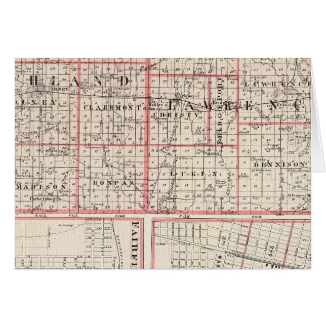 Carte des comtés de Richland et Lawrence (Devant horizontal)