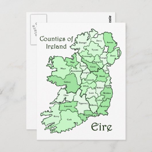 Carte des comtés d'Irlande (Devant / Derrière)