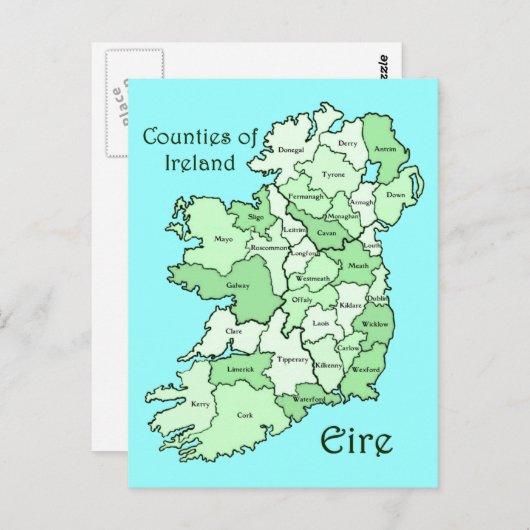 Carte des comtés d'Irlande (Devant / Derrière)