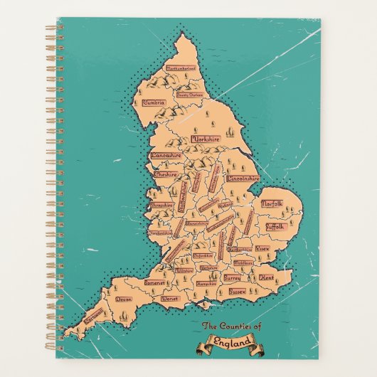 Carte des comtés vintage d'Angleterre (Devant)