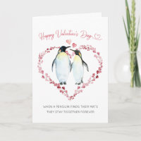 Des couples de pingouins ensemble pour la Saint-Va
