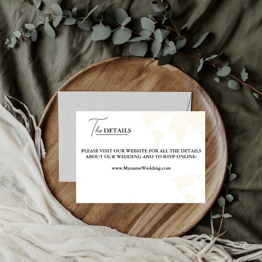 Carte des détails du mariage du thème Voyage de de