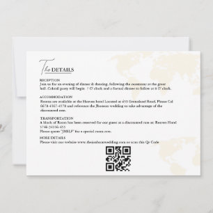 Carte des détails du mariage du thème Voyage de de