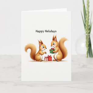 Carte Des Écureuils mignons donnant des cadeaux Bonne Ca