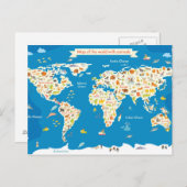 Carte des enfants du monde avec animaux (Devant / Derrière)