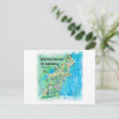 Carte des États-Unis du Nord-Est Postvard - Nouvel (Debout devant)