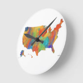 CARTE des Etats-Unis - horloge murale ronde (Angle)