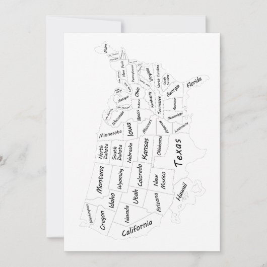 Carte des États-Unis noir et blanc  (Devant)