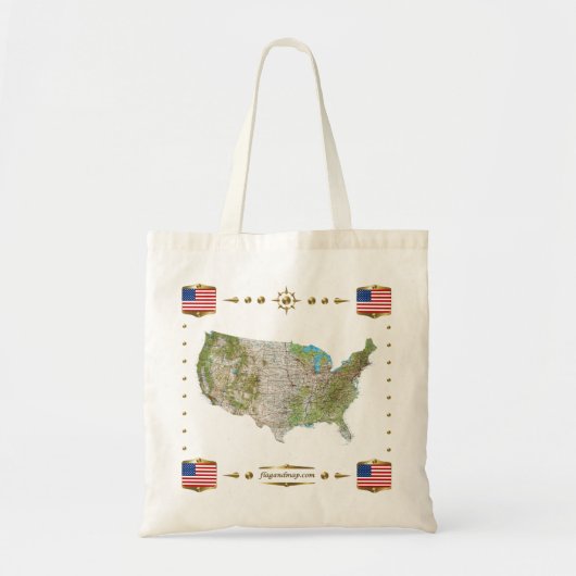 Carte des Etats-Unis + Sac de drapeaux (Devant)