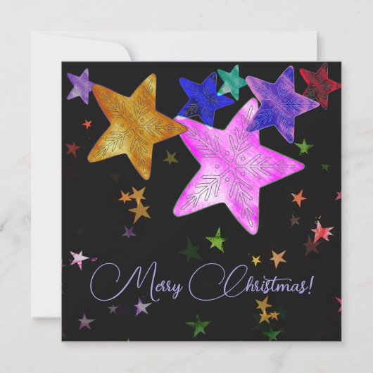 Carte Des étoiles brillantes multicolores - Joyeux Noël (Devant)