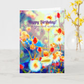 Carte Des fleurs d'anniversaire colorées à l'Fleur sauva (Fleur jaune)