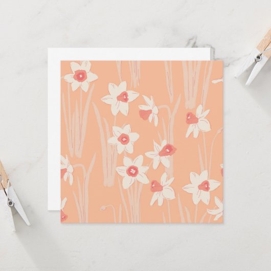 Carte Des fleurs de printemps, des narcisses. (Devant/Arrière en situation)