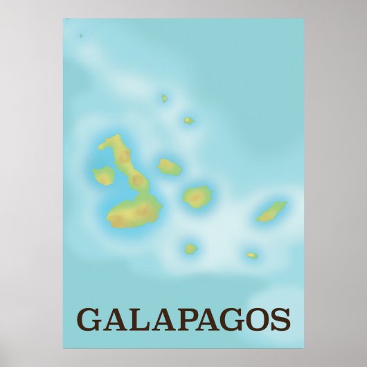 Carte des Galapagos poster vacances (Devant)