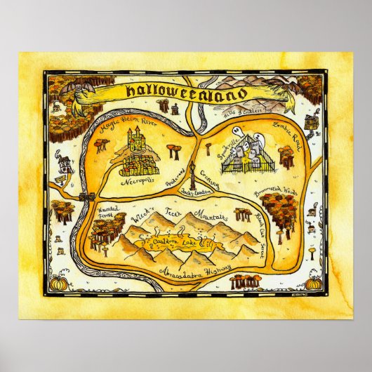 Carte des Halloweenland Poster d'Halloween (Devant)