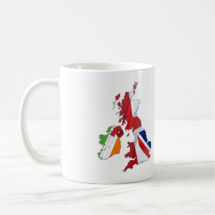 CARTE DES ÎLES BRITANNIQUES ET DRAPEAUX CAFÉ MUG