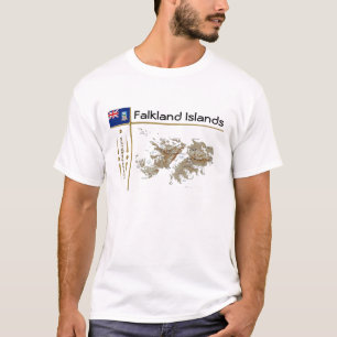 Carte des îles Falkland + Drapeau + Titre T-shirt