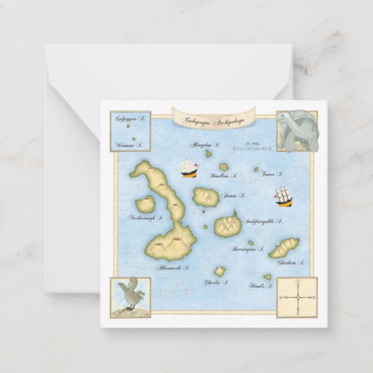 Carte des îles Galapagos avec cadre d'ornement (Devant)
