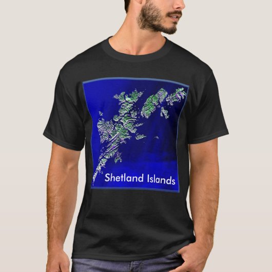 Carte des îles Shetland Mens Dark Basic T-shirt (Devant)