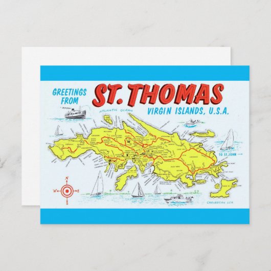Carte des Îles Vierges de St. Thomas (Devant / Derrière)