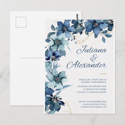 Carte des invitations de mariage (Devant / Derrière)