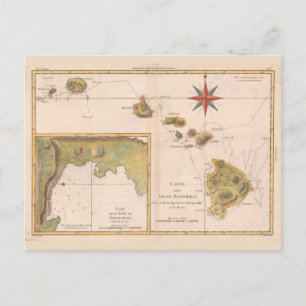 Carte des Isles Sandwich, Hawaii vintage