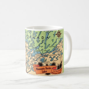 Carte des lacs frontaliers du Minnesota sur un mug