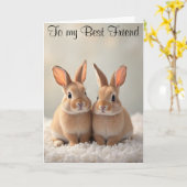 Carte Des lapins mignons sur une peau de mouton Annivers (Fleur jaune)