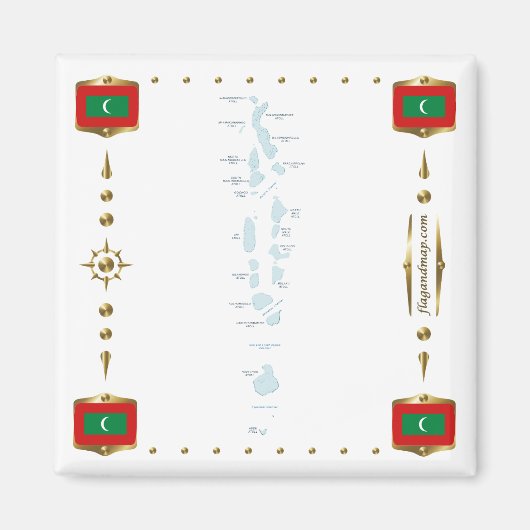 Carte des Maldives + Magnet des drapeaux (Devant)