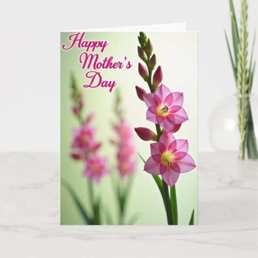 Carte des mamans à fleurs roses (Devant)