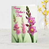 Carte des mamans à fleurs roses (Fleur jaune)