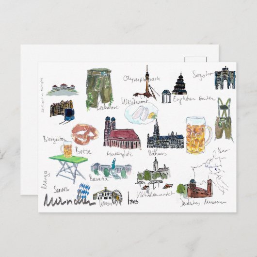 Carte des monuments de Munich Bavaria (Devant / Derrière)