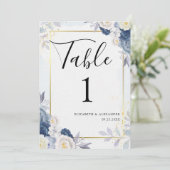 Carte des numéros de table de Mariage Floral Dusty (Debout devant)