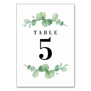 Carte des numéros de table Mariage Eucalyptus