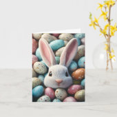Carte des oeufs de lapin de Pâques (Fleur jaune)