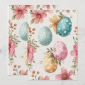 Carte des oeufs de Pâques Aquarelle, Joyeux Pâques (Devant / Derrière)