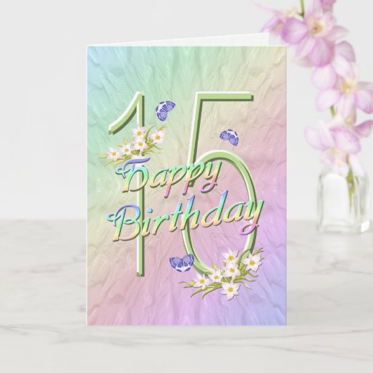 Carte des papillons et fleurs du 15e anniversaire (Orchidée)