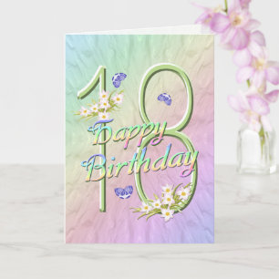 Carte des papillons et fleurs du 18e anniversaire