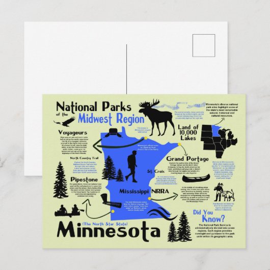 Carte des parcs nationaux du Minnesota (Devant / Derrière)