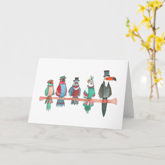 Carte Des perroquets fantaisistes et une douce Toucan vi (Fleur jaune)