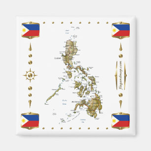 Carte des Philippines + Magnet des drapeaux