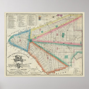 Carte des pompiers de New York en 1834 - Poster Vi