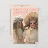 Carte des poupées antiques 'Be My Bridesmaid' (Devant / Derrière)