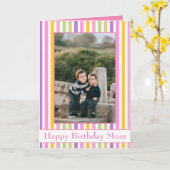 Carte Des rayures colorées Joyeuses maman d'anniversaire (Fleur jaune)