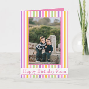 Carte Des rayures colorées Joyeuses maman d'anniversaire