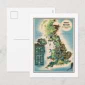 Carte des ressources de la Grande-Bretagne vintage (Devant / Derrière)