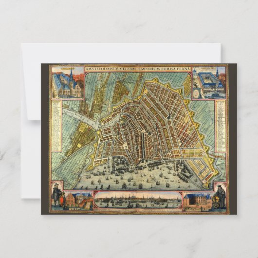 Carte des rues antiques d'Amsterdam, Pays-Bas (Devant)