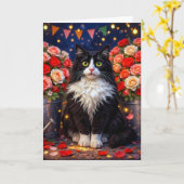 Carte Des seaux de roses, chat (Fleur jaune)
