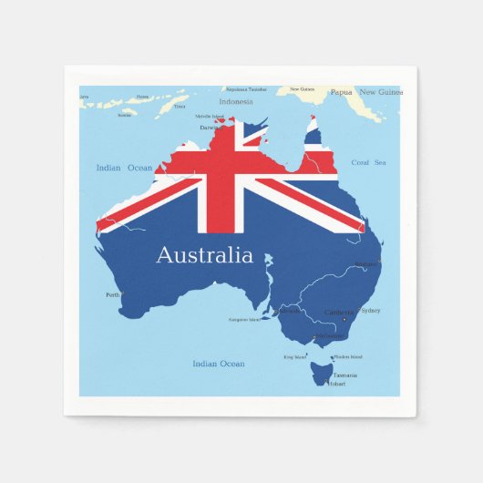 Carte des serviettes en papier australiennes (Devant)